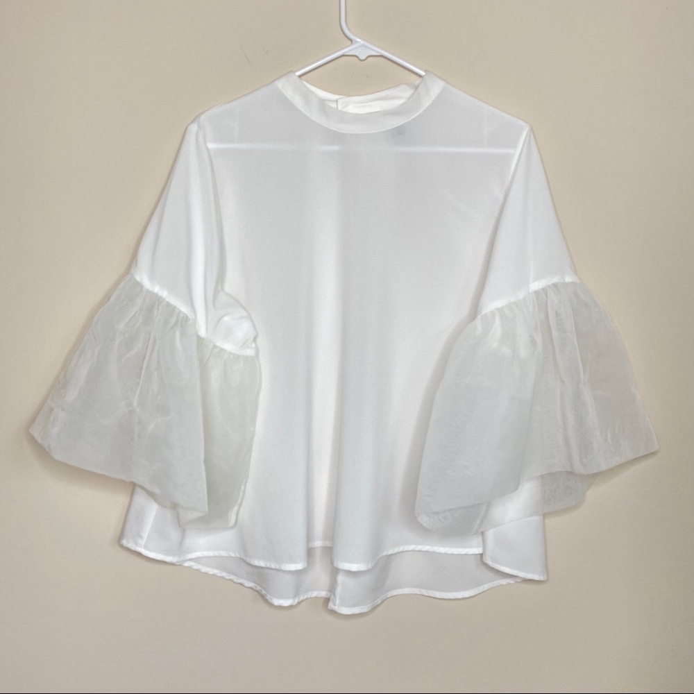 A New Day White Wide Bell Sleeve Blouse